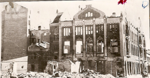 Jelgavas Latviešu biedrības nama drupas pēc 2.pasaules kara 1946.g.