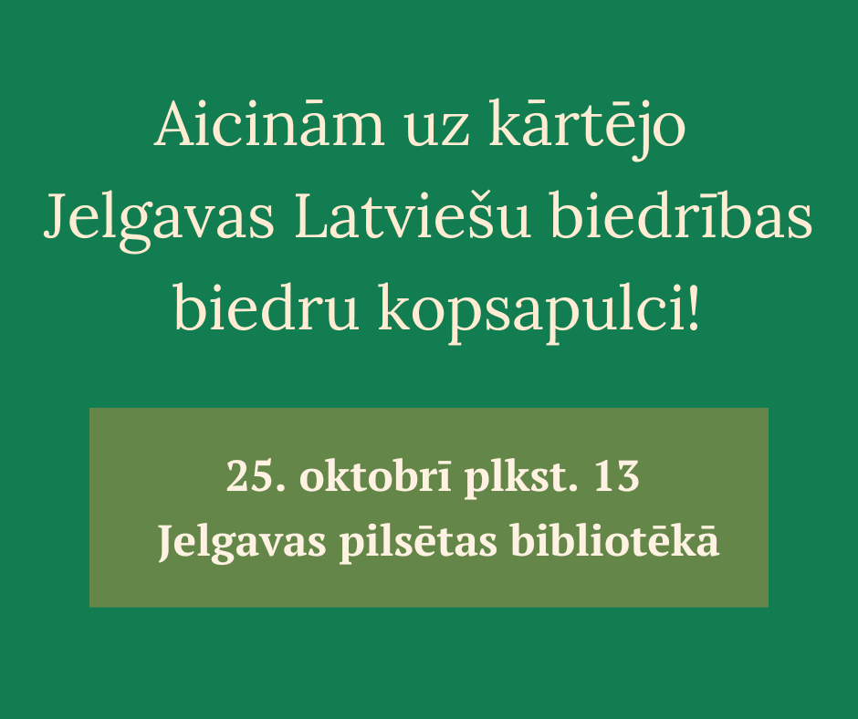 Aicinām uz biedru kopsapulci 25. oktobrī