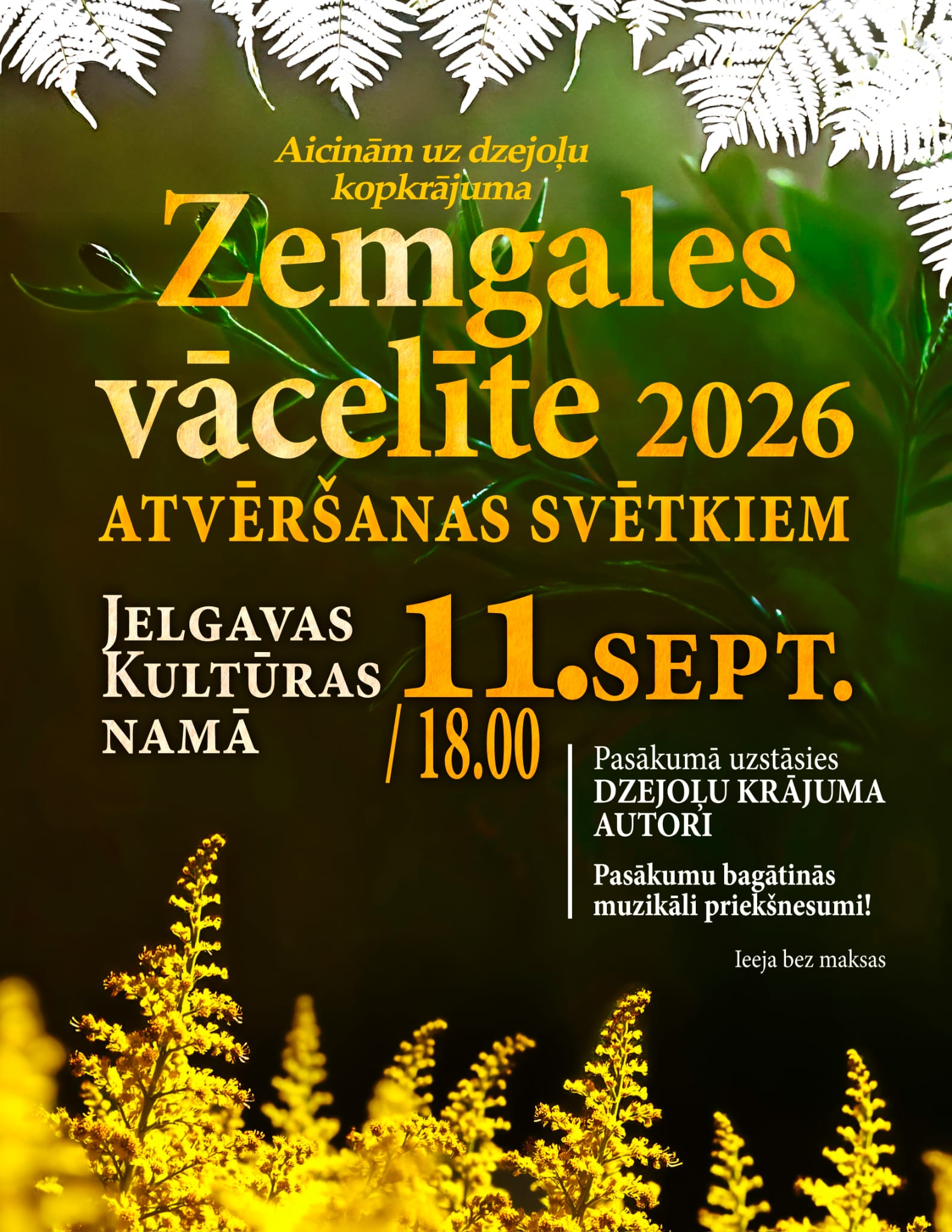 Aicinām uz divdesmitā krājuma “Zemgales vācelīte” atklāšanas svētkiem
